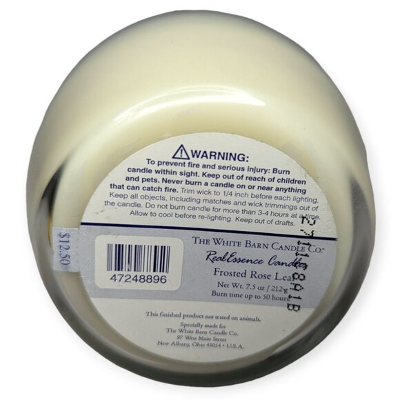White Barn Candle Co Frosted Rose Leaf Jar Candle 7.5 oz New - Picture 4 of 8